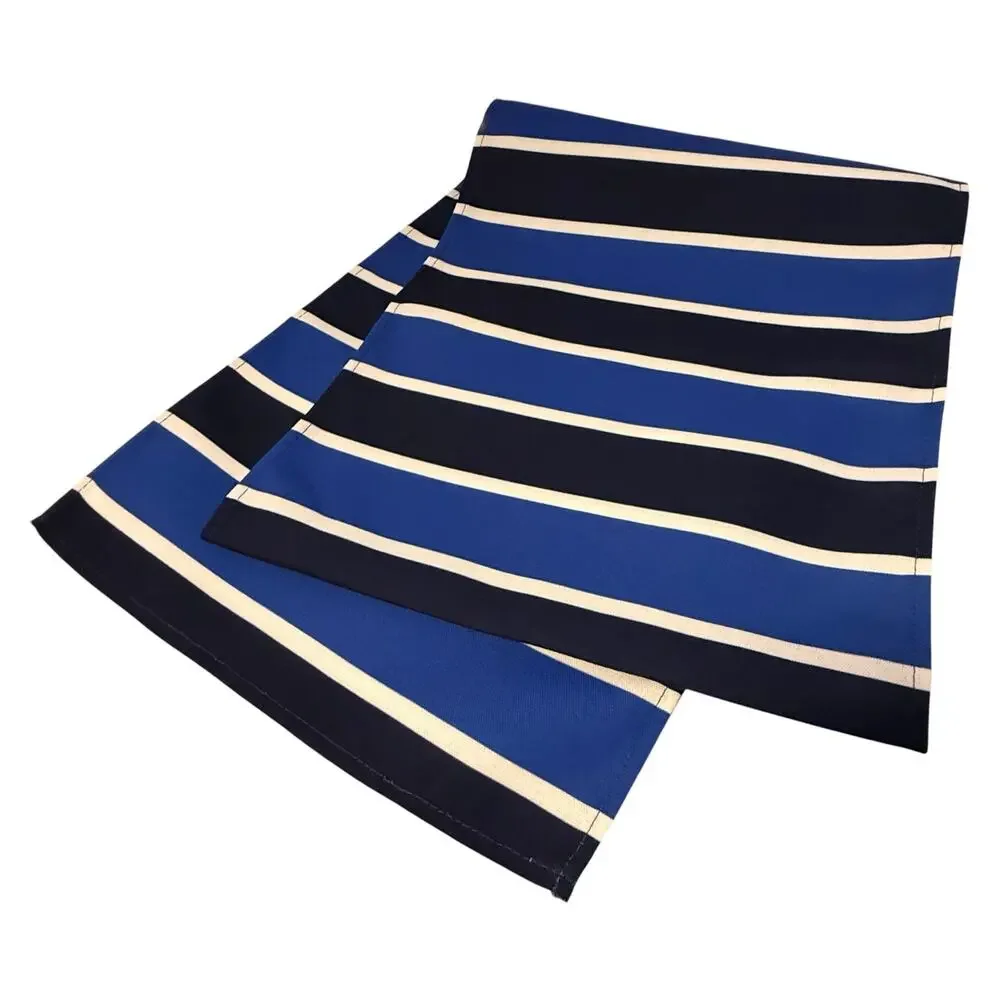 Nautical Stripe Table Runner Indoor Outdoor Decor Blue White Made in USA 72